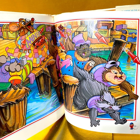 DISNEY AN AMERICAN TAIL HARD COVER BOOK w/DUST JACKET & EMBOSSED COVER VTG 1986 - Picture 8 of 16